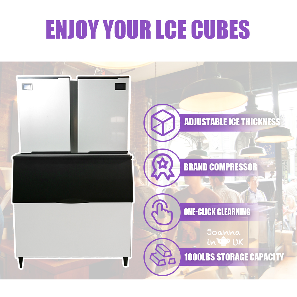 2000 lbs. Freestanding Commercial Ice Maker with Storage Bin in Stainless Steel